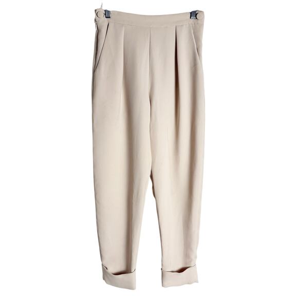 Rachel Comey Westside Cream Pleated Tapered Cuffed Georgette Dress Pants Size 0 - Picture 1 of 13
